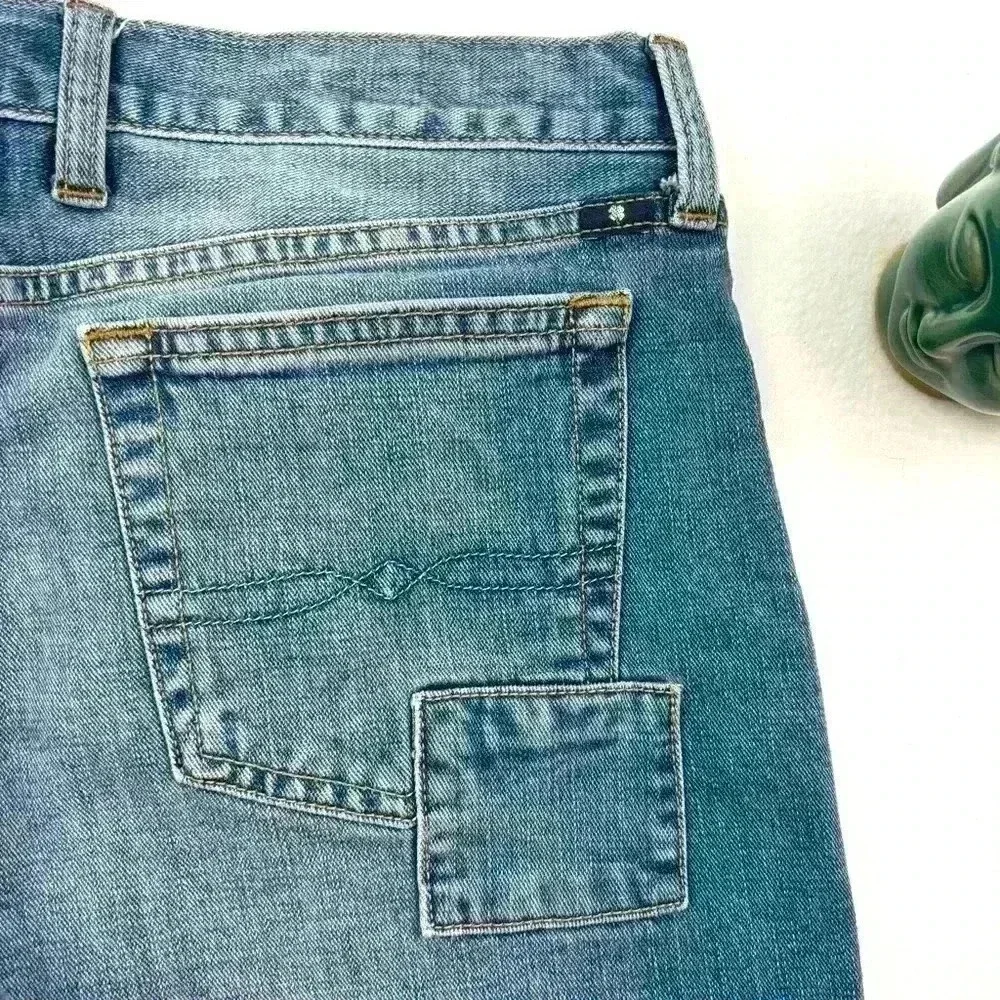 Lucky Brand Retro Faded Patchwork Whisker Frayed Denim Jean‎ Shorts Size 4/27